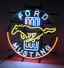Rare Mustang Neon Glass Light Sign Ford Motors Advertising Beer Pub Bar 17x 14