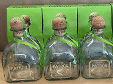 3 X Patron Silver Tequila 1.75L LARGE Bottles empty w/Green Ribbon Box & Cork picture