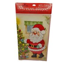 Vintage Hallmark Mr & Mrs Santa Claus Holiday Stitchery Cardboard Craft NEW picture
