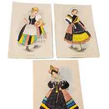 Lot of 3 vintage Embroidered postcard Artist M.N.G. made in Spain.  picture