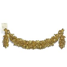 Vintage Italian Gold Gilt Baroque Fruit Floral Swag Pediment Wall Hanging 23” picture