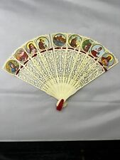Vintage Plastic Reticulated Religious Folding Hand Fan Christian Jesus Mary  picture