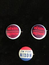 3 Nixon Agnew Campaign Pinback Button Election Political Red White Blue picture