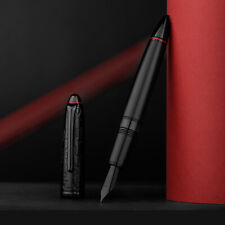 Hongdian N6 Piston Black Fountain Pen Resin Torpedo EF/F/Long Knife Nib Ink Pen picture