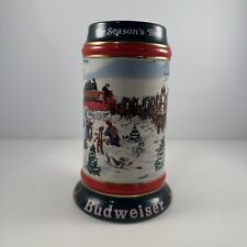 *Vintage* 1991 Anheuser Busch Budweiser Holiday Christmas Beer Stein Clydesdales picture