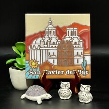 Acoma Pueblo Signed Miniature Turtle & Owls + Art Tile Southwest LOT OF 4 picture