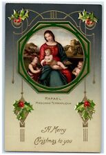 c1910's Christmas Rafael Madonna Terranuova Religious Holly Winsch Back Postcard picture