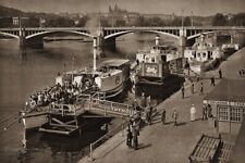 1940s Vintage PRAGUE VLTAVA River Boat Port PLICKY Nautical Czech Photo Art12X16 picture