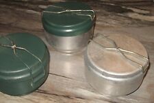 (ONE) 3 PC.CZECH ARMY O.D. ALUMINUM MESS KIT - USED CZECH MILITARY SURPLUS COND. picture