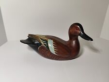 Ducks Unlimited Cinnamon Teal Wooden Carved Duck Series 10” Long picture