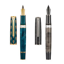 Hongdian N7 Piston Fountain Pen Blue/ Gray, EF/ F/ M/ Long Knife Nib Writing Pen picture