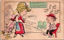 Lady Barber Humor Next At Last Happy Man c1905 postcard HQ16 picture