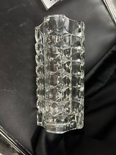 Vintage Windsor Art Deco Geometric Glass Tall Vase From 1970s Luminarc. picture
