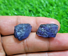 Fabulous Huge Earth Mined Blue Tanzanite Raw 2 Piece Size 20-22 MM Rough Jewelry picture