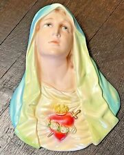 Vintage Sacred Heart Virgin Mary Madonna Wall Chalkware RELIGIOUS SCULPTURE 14