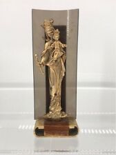 Vintage Modernist Metal and Smoked Plexi Madonna and Child Figurine picture