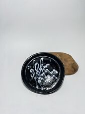 Vintage Handmade Studio Art Pottery Black and Blue Spoon Rest Artist Signed picture