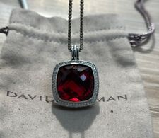 David Yurman Sterling Silver 20mm Albion Red Garnet & Diamonds 18