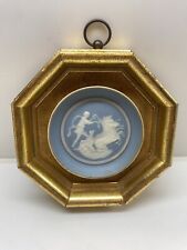 VTG Sungott Art Studio NY Limoges Cameo Blue Octagon Framed Wall Hanging Chariot picture
