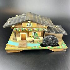 Vtg Swiss German Chalet Black Forest Water Wheel Mill Jewelry Music Box Japan picture