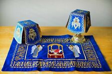 Chalice covers set blue cotton velvet, gold embroidery picture