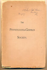 ORIGINAL BOOK - THE PENNSYLVANIA-GERMAN SOCIETY - 1891 - LANCASTER APRIL 15th picture