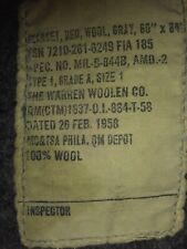 Vintage US Army Green Wool Blanket - 65