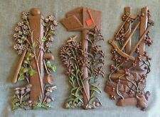 MAILBOX WATER PUMP FIRE WOOD SAW Vintage 1972 Decor Set 3 BURWOOD Wall Plaques   picture