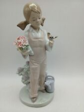 Lladro Girl w/ Bird and Flowers #5217 Figure Statue 1983 picture