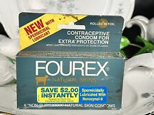 VINTAGE FOUREX NATURAL SKINS  XXXX  6 CONDOMS ROLLED IN FOIL 462 SEALED picture