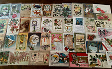 Lot of  40 Antique~NEW YEAR'S ~Vintage Holiday ~Postcards~1900's~in Sleeves~h888 picture