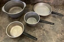 Vintage Lot 4 Hammered Aluminum Pot & Pans No Lids  Made In USA  plastic Handle picture