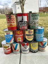 Lot Of 12 VINTAGE MOTOR OIL Cans Penn Drake Shell Phillips 66 Sunoco Skelly picture