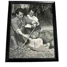 Vintage Black And White Bear Hunting Framed Photograph 8x10  picture