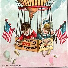 1880s VICTORIAN TRADE CARD antique advertising HOT AIR BALLOON - Babbitt's Soaps picture