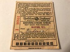 Vtg 1936 Northland Greyhound Lines Bus Madison Wisconsin Paper ID Check NGL M3 picture