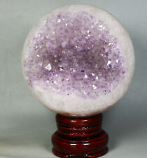 3.06lb Natural Amethyst Geode Agate Crystal Sphere Ball Reiki Healing / Stand picture