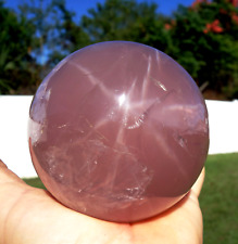 Large Pink STAR ROSE Quartz Crystal 3 1/2 Inch Sphere Ball Deep Color For Sale picture