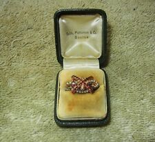 Vintage Alpha Chi Rho 10k Yellow Gold Pearls Garnets Greek Fraternity Pin 1925 picture