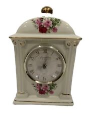 Formalities Mantle Clock ~ Porcelain ~ Pink Rose ~ Made by Baum Bros. ~ Working picture