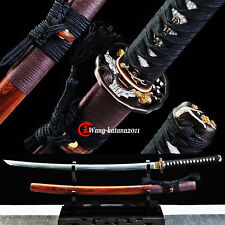Rosewood Katana Clay Tempered Damascus Folded T10 Japanese Samurai Sword Sharp picture