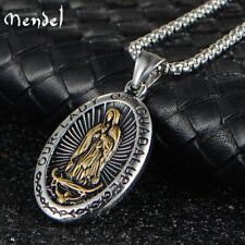 MENDEL Stainless Steel Catholic Our Lady Of Guadalupe Gold Pendant Necklace Men picture
