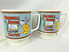 Vintage 1970's Pedestal Maxwell House Coffee Mugs Cups Advertising Pair Mug Cup picture