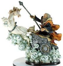 Large Fantasy Resin Statue - Wizard in Chariot Pulled by Unicorn picture