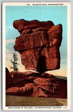 Balanced Rock Formation Mushroom Park Garden Gods Colorado Springs CO Postcard picture