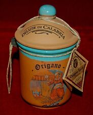 VINTAGE Terracotta DELIZIE DI CALABRIA Oregano Ceramic Jar Made in Italy picture