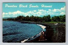 HI-Hawaii, Punaluu Black Sand Beach, Antique, Vintage Souvenir Postcard picture