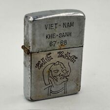Vintage Vietnam Zippo 1967 ZIG ZAG PAT 2517191 KHE SANH 67-68 Silver Oil Lighter picture