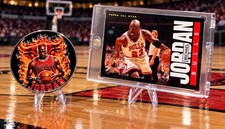 Michael Jordan Chicago Bulls Challenge Coin & Card State Police FBI PSA 1985 DEA picture
