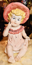 Vintage Meissen Marked Cross Swords Bisque Hand Painted Summer's Girl Statue picture